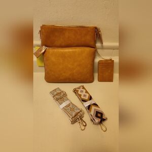 AhDorned Tan Faux Leather Crossbody